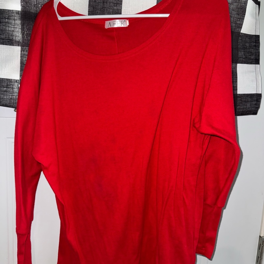 Red Long Sleeve Top